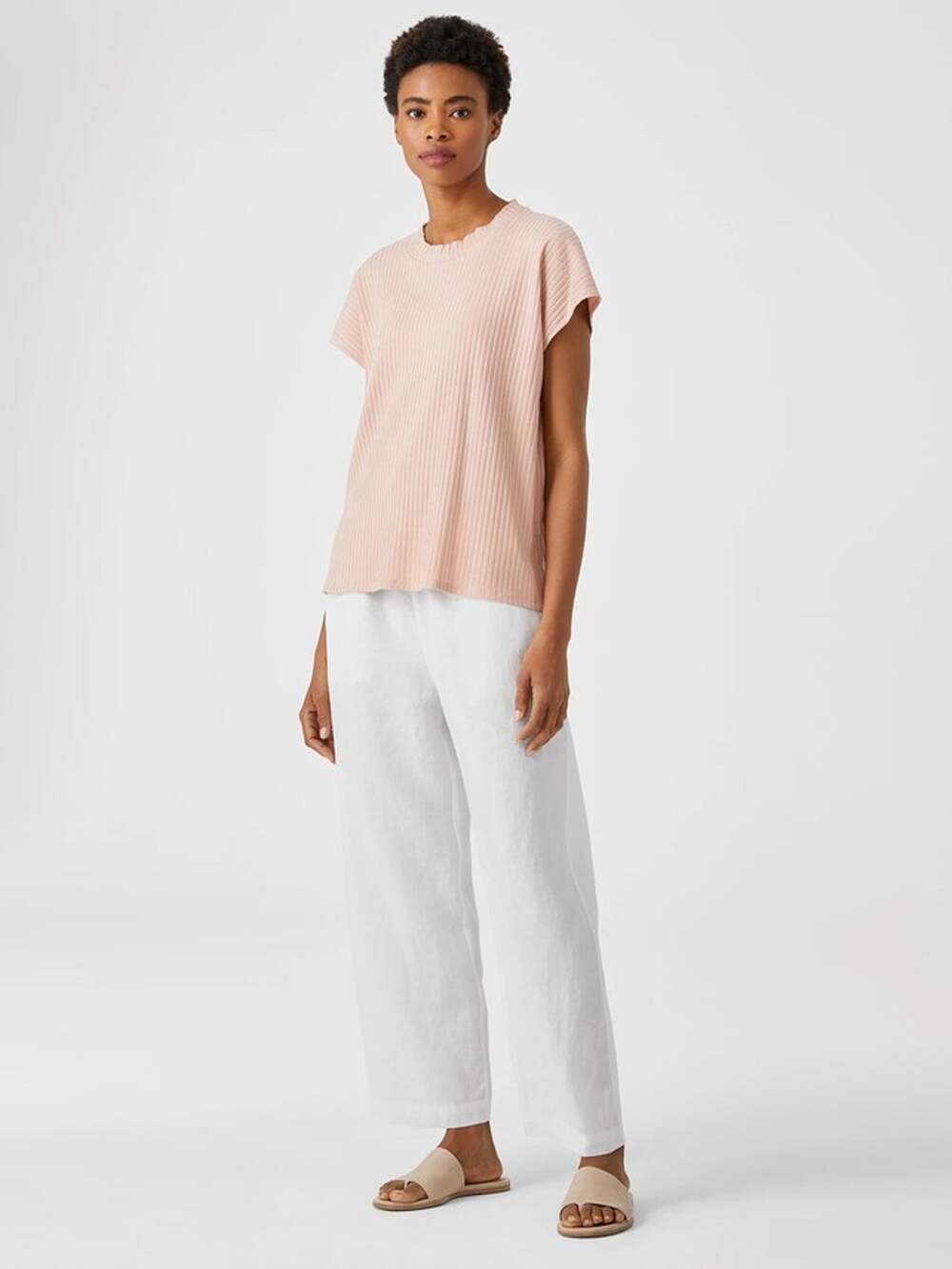 Eileen Fisher 100% Organic Linen White Pants Coastal Resort SP